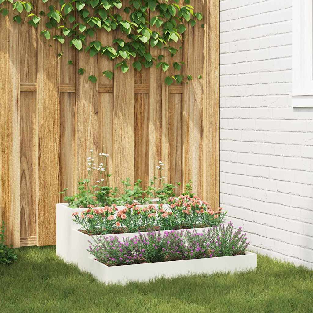 Vaso da fiori da giardino Vidaxl bianco 90 x 90 x 35 cm in acciaio laminato a freddo