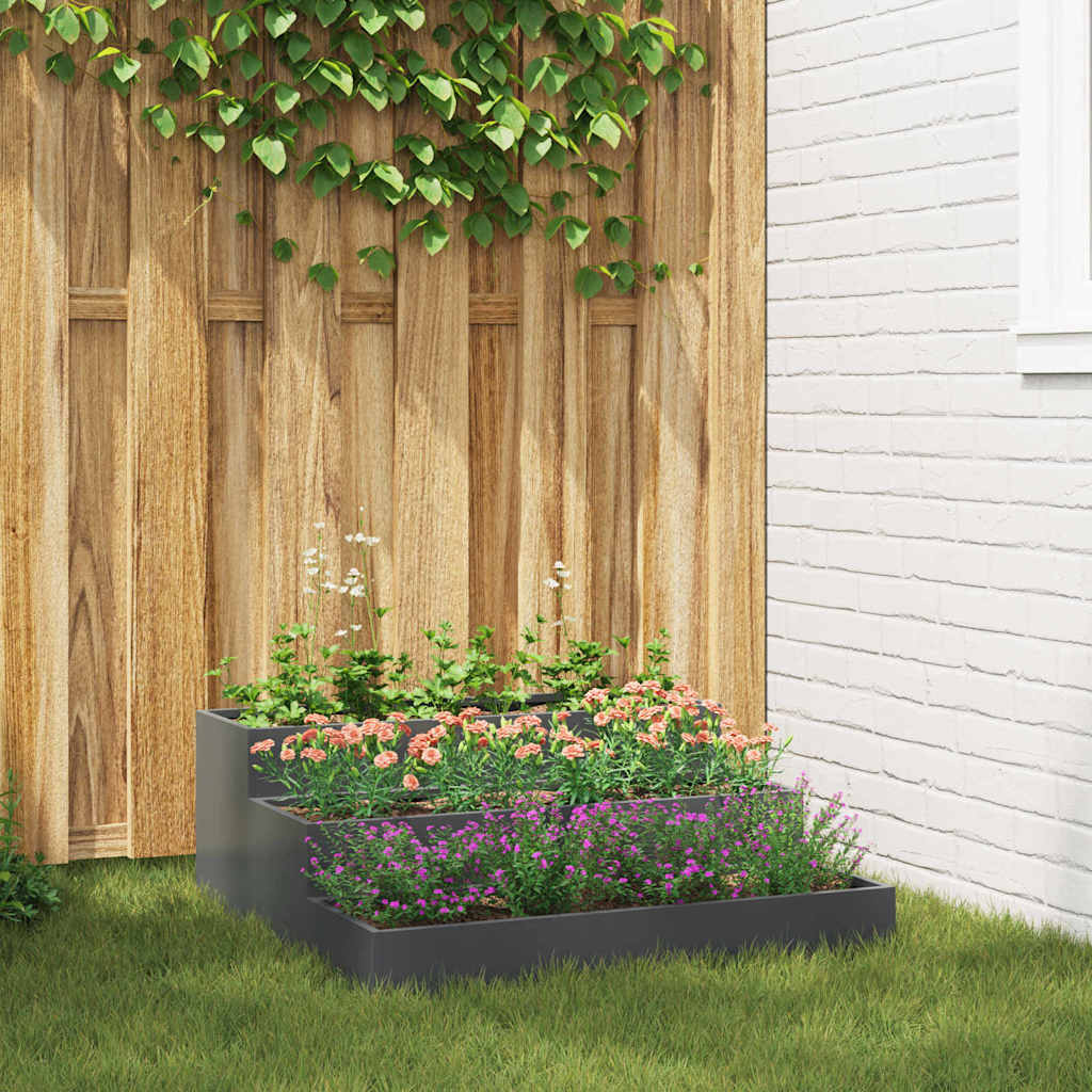 Vaso da fiori da giardino Vidaxl antracite 90 x 90 x 35 cm in acciaio laminato a freddo