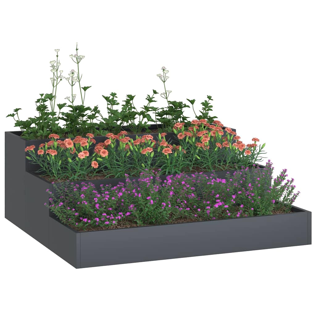 Vaso da fiori da giardino Vidaxl antracite 90 x 90 x 35 cm in acciaio laminato a freddo