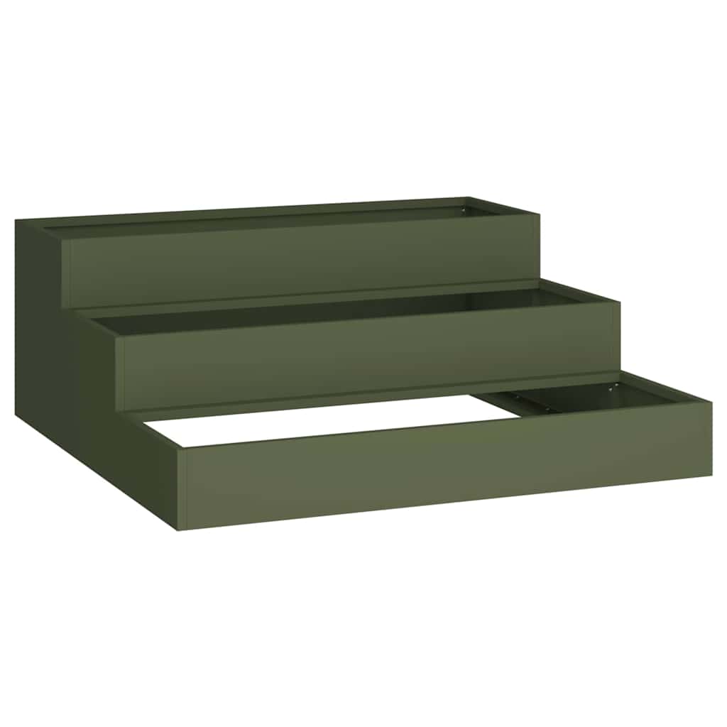 Vidaxl tuin bloempot olijf groen 90 x 90 x 35 cm koudgewalst staal