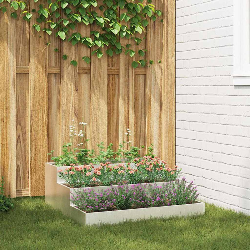 VidaXL macetero de jardín plateado 90 x 90 x 35 cm acero inoxidable