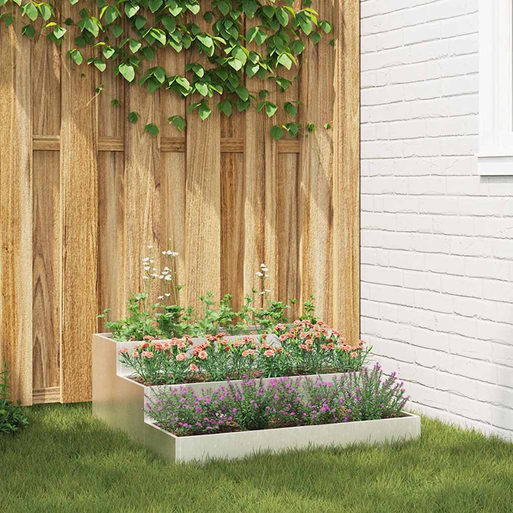 Vaso da fiori da giardino VidaXL argento 90 x 90 x 35 cm in acciaio inossidabile