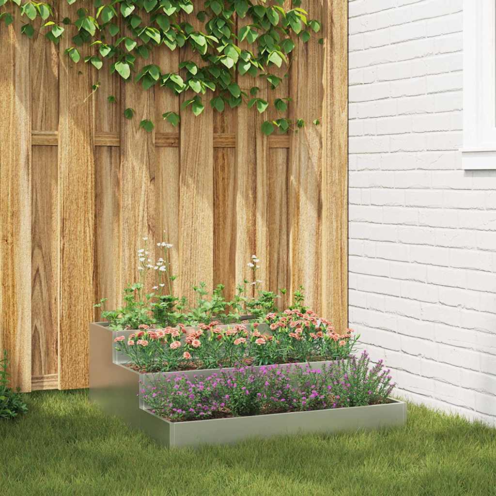 Vaso da fiori da giardino Vidaxl argento 90 x 90 x 35 cm in acciaio zincato