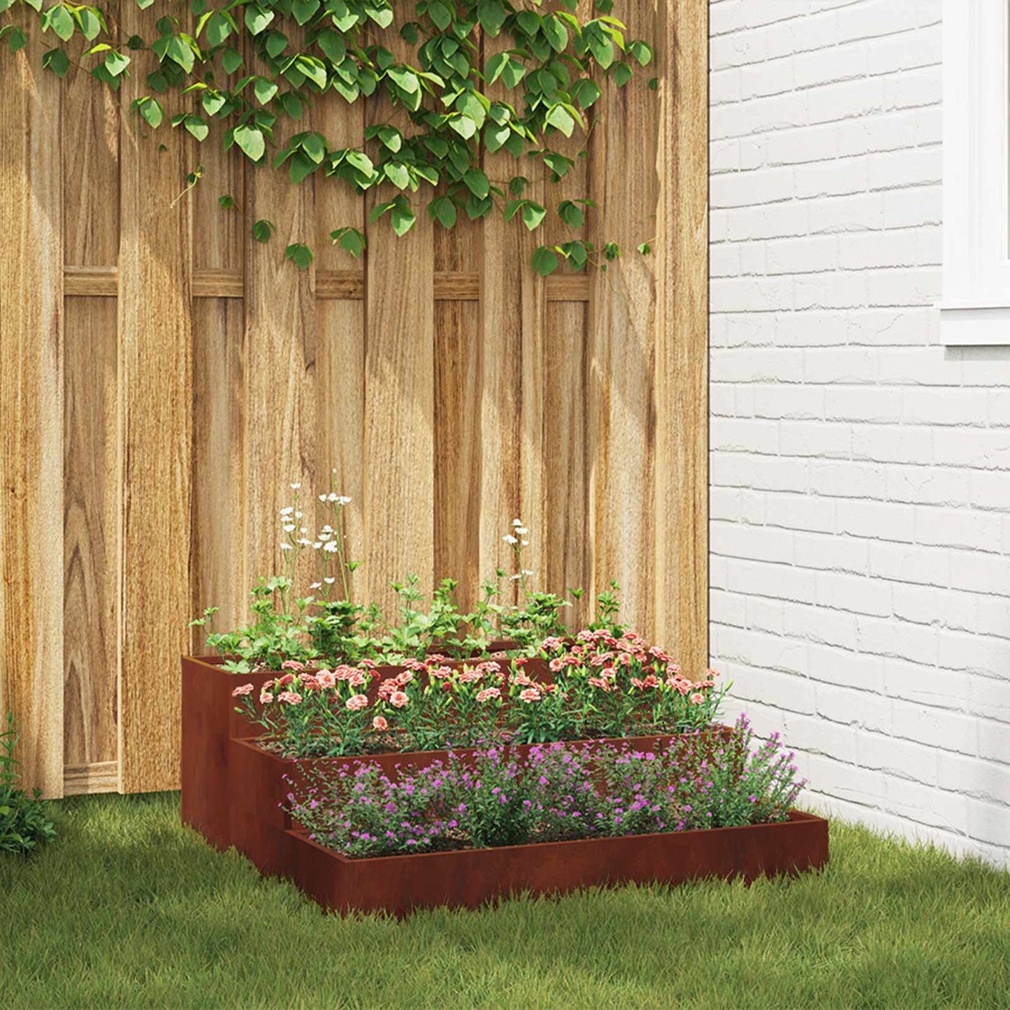 Vidaxl tuin bloempot roestig 90 x 90 x 35 cm cortenstaal