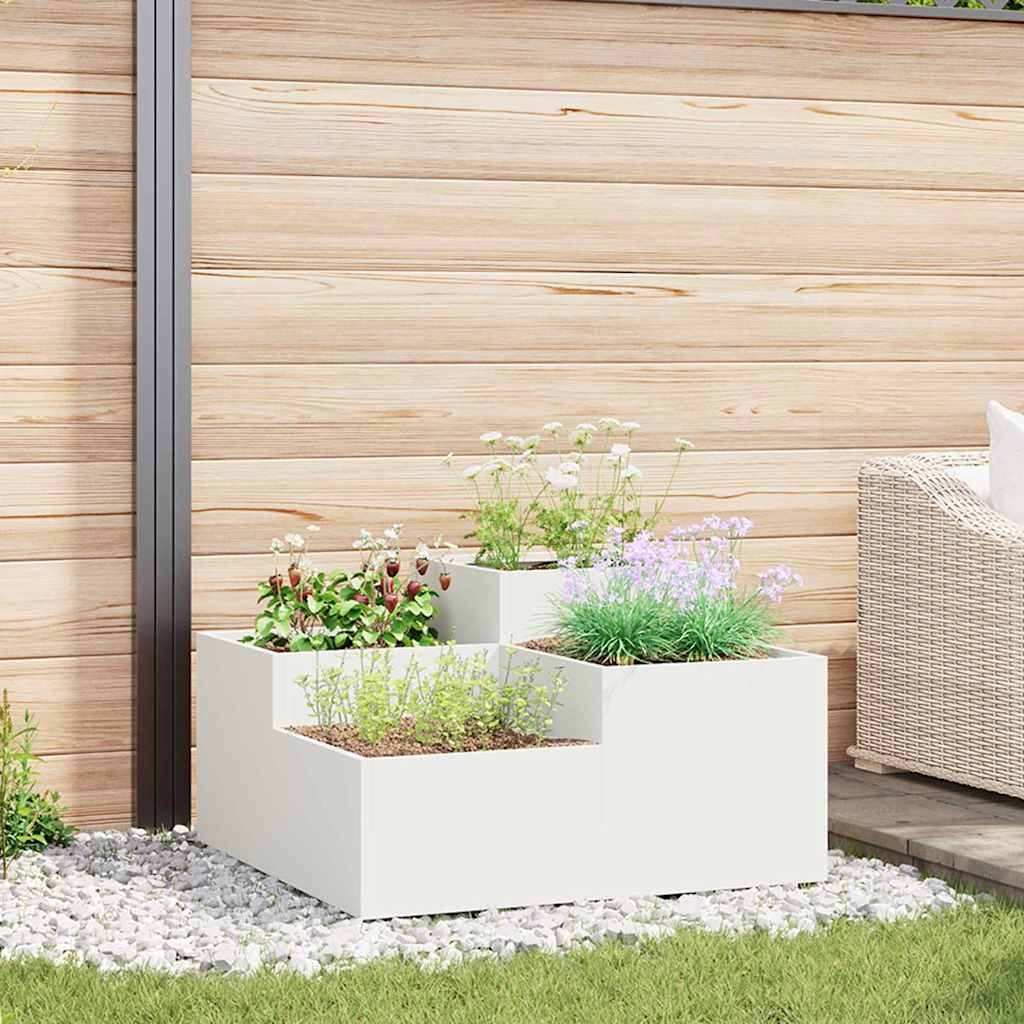 Vaso da fiori da giardino Vidaxx bianco 80 x 80 x 48 cm in acciaio