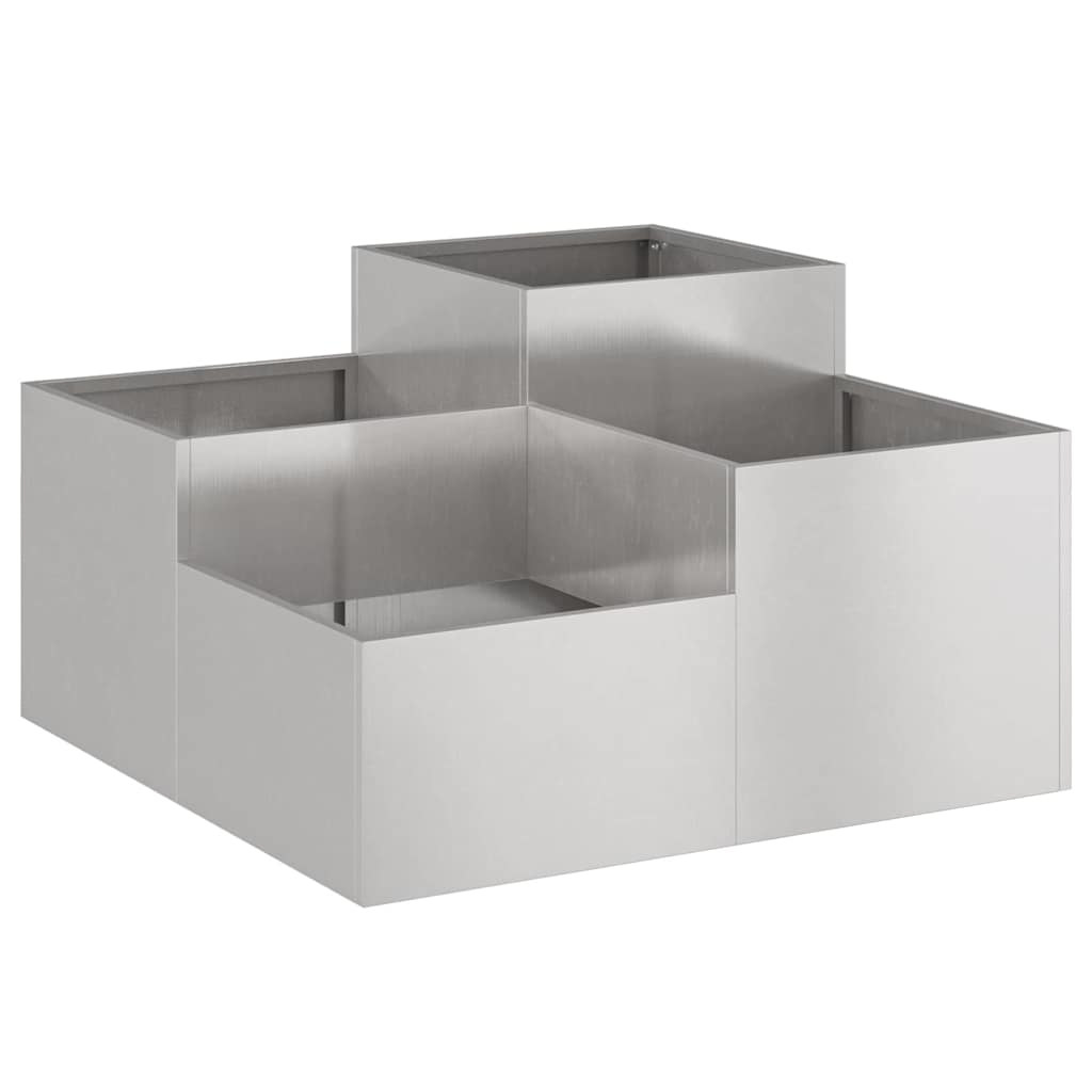 VidaXL macetero de jardín plateado 80 x 80 x 48 cm acero inoxidable
