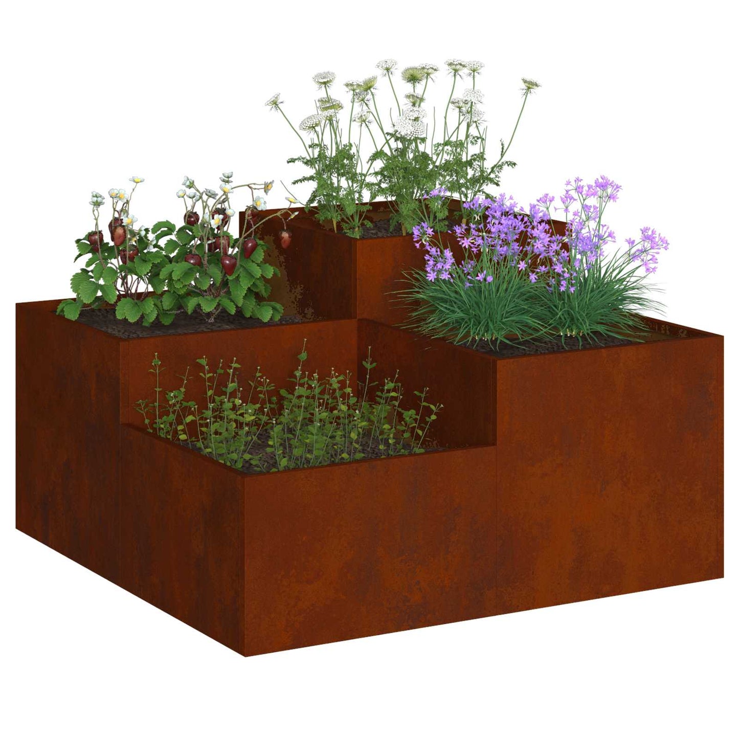 Vaso da fiori da giardino Vidaxl arrugginito 80 x 80 x 48 cm in acciaio corten
