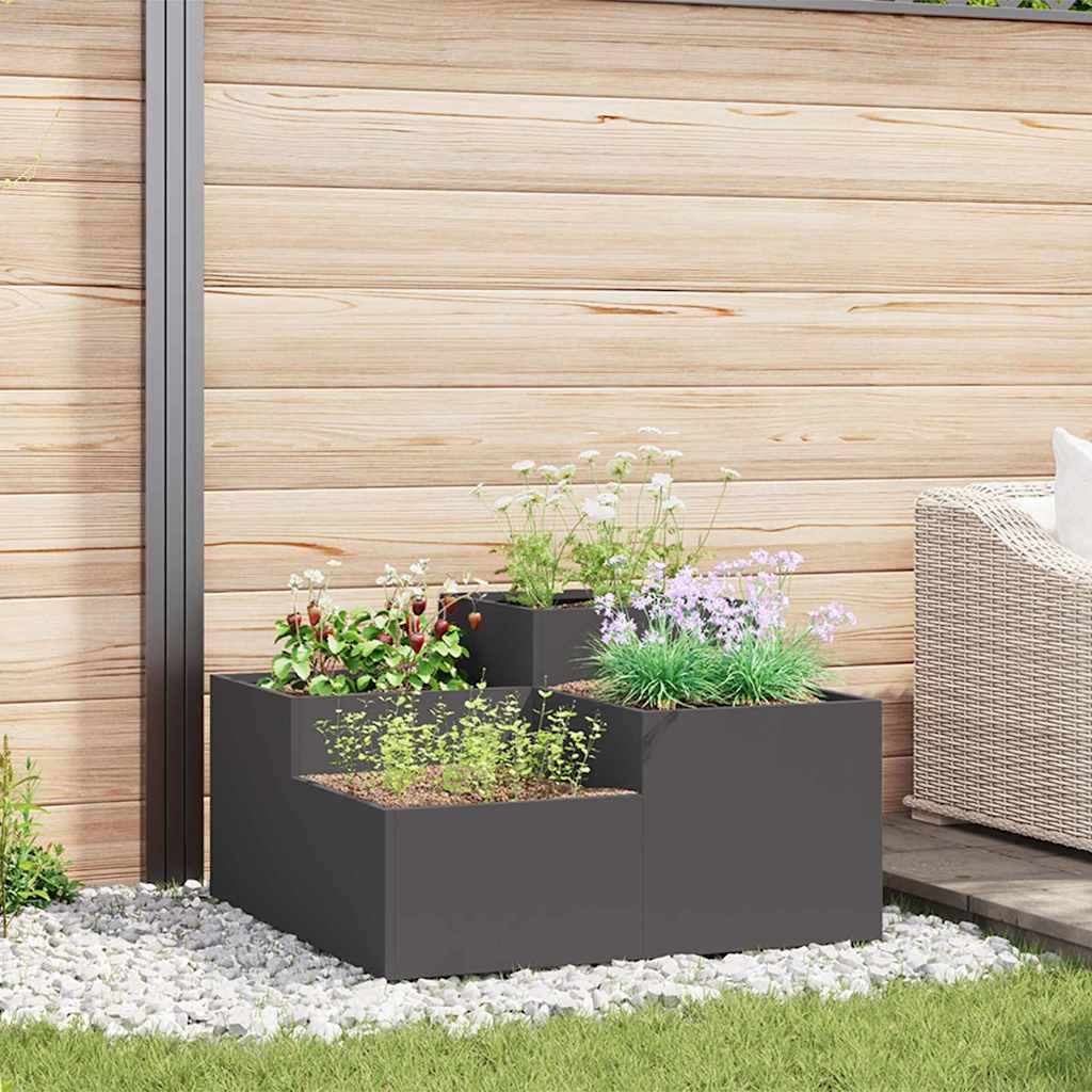 Vaso da fiori da giardino VidaXL nero 100 x 100 x 48 cm in acciaio