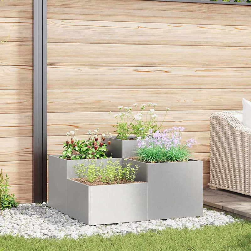 Vidaxl tuin bloempot zilver 100 x 100 x 48 cm roestvrij staal