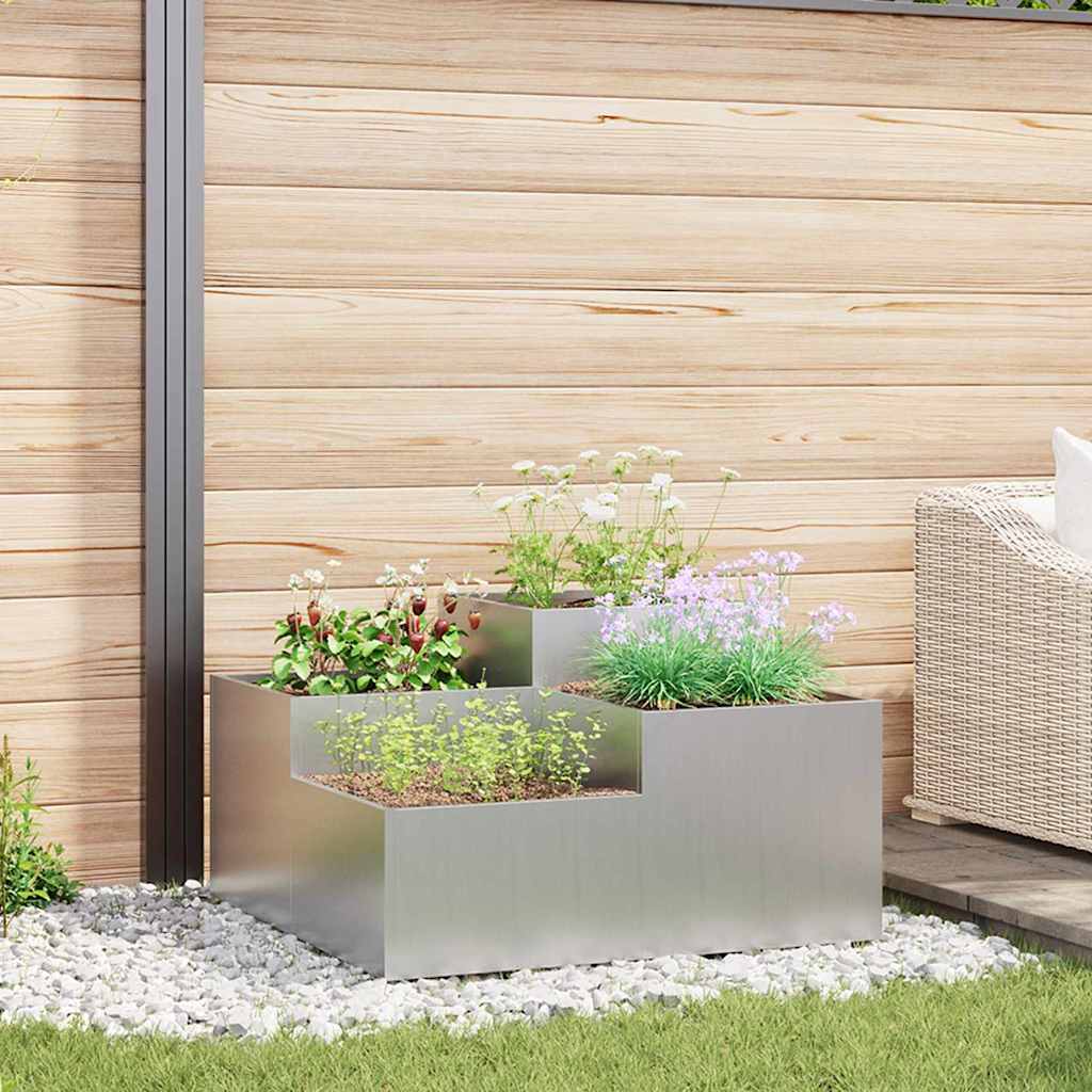 Vaso da fiori da giardino Vidaxl argento 100 x 100 x 48 cm in acciaio zincato