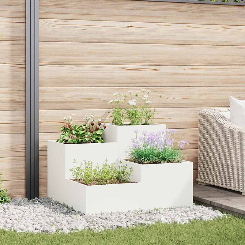 Vaso da fiori da giardino Vidaxl bianco 80 x 80 x 60 cm in acciaio