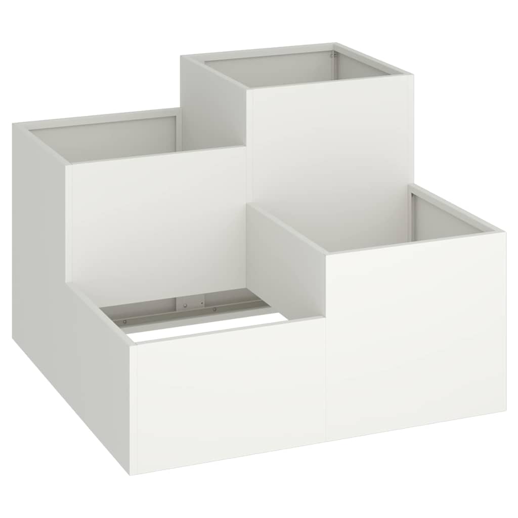 Vidaxl tuin bloempot wit 80 x 80 x 60 cm staal
