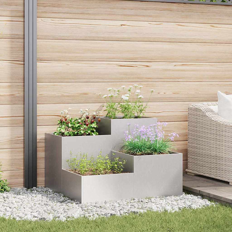 Vidaxl tuin bloempot zilver 80 x 80 x 60 cm roestvrij staal