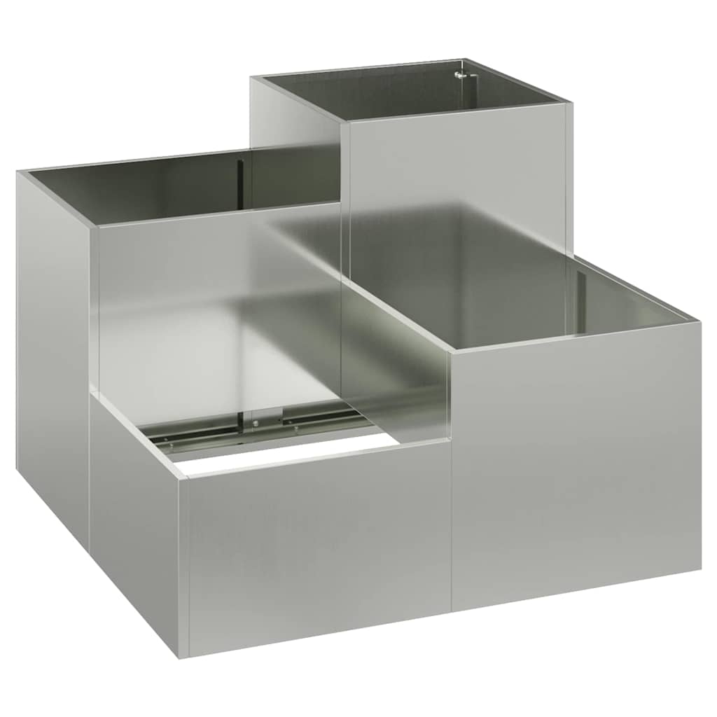 Vidaxl macetero de jardín plateado 80 x 80 x 60 cm acero galvanizado