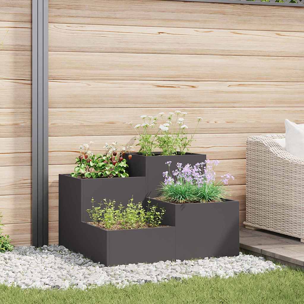 Vaso da fiori da giardino VidaXL nero 100 x 100 x 60 cm in acciaio