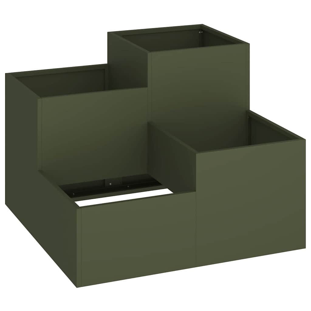 Vaso da fiori da giardino Vidaxxl verde oliva 100 x 100 x 60 cm in acciaio