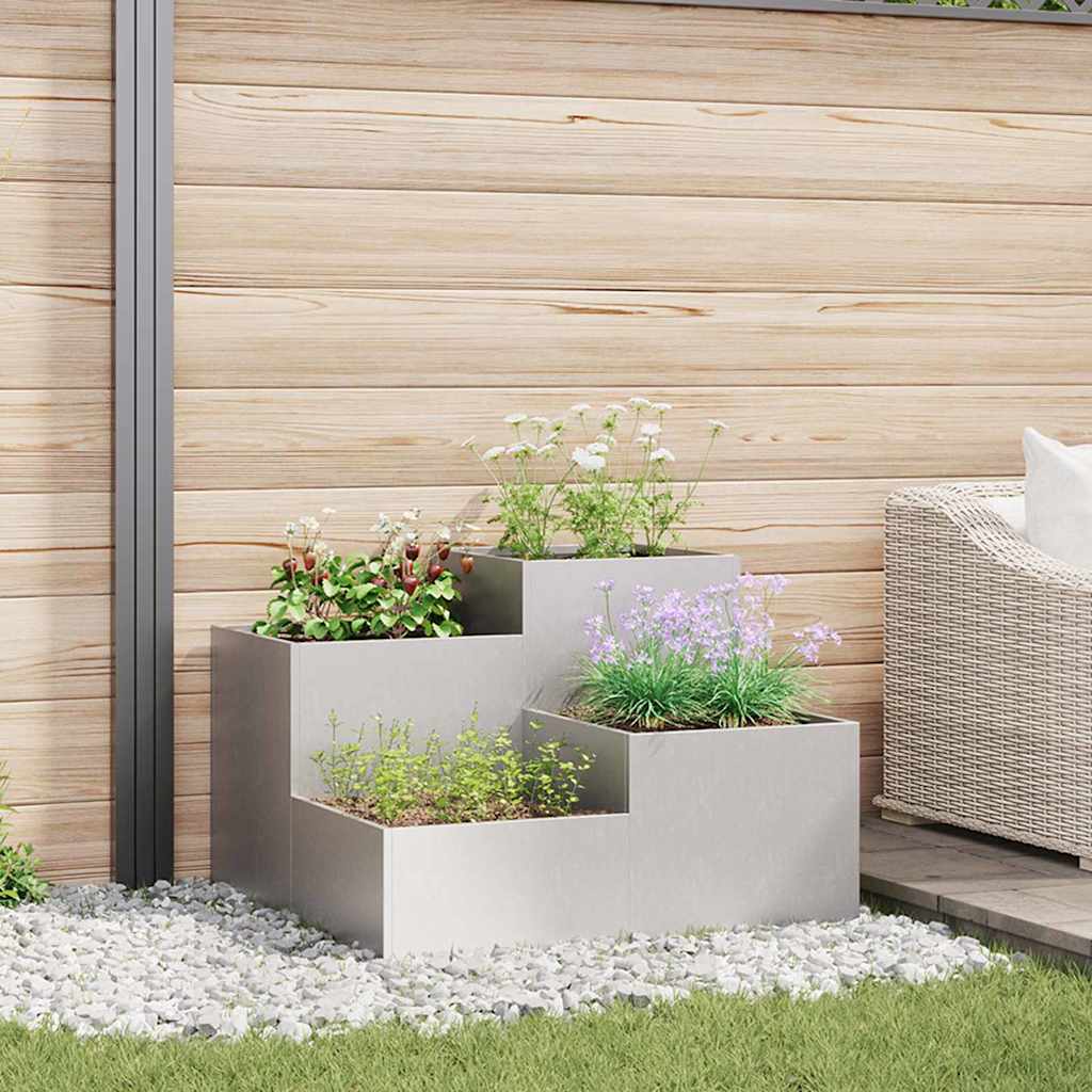 Vaso da fiori da giardino Vidaxx argento 100 x 100 x 60 cm in acciaio inossidabile