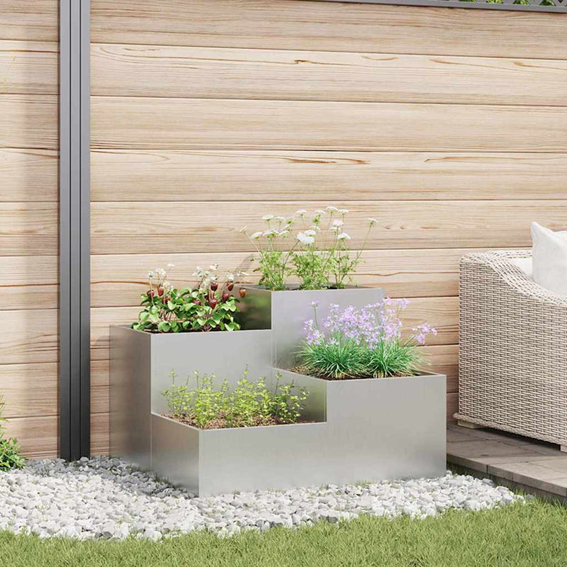 Vidaxl macetero de jardín plateado 100 x 100 x 60 cm acero galvanizado