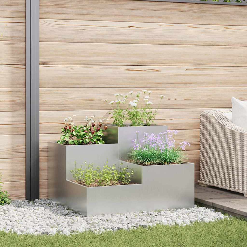 Vidaxl macetero de jardín plateado 100 x 100 x 60 cm acero galvanizado