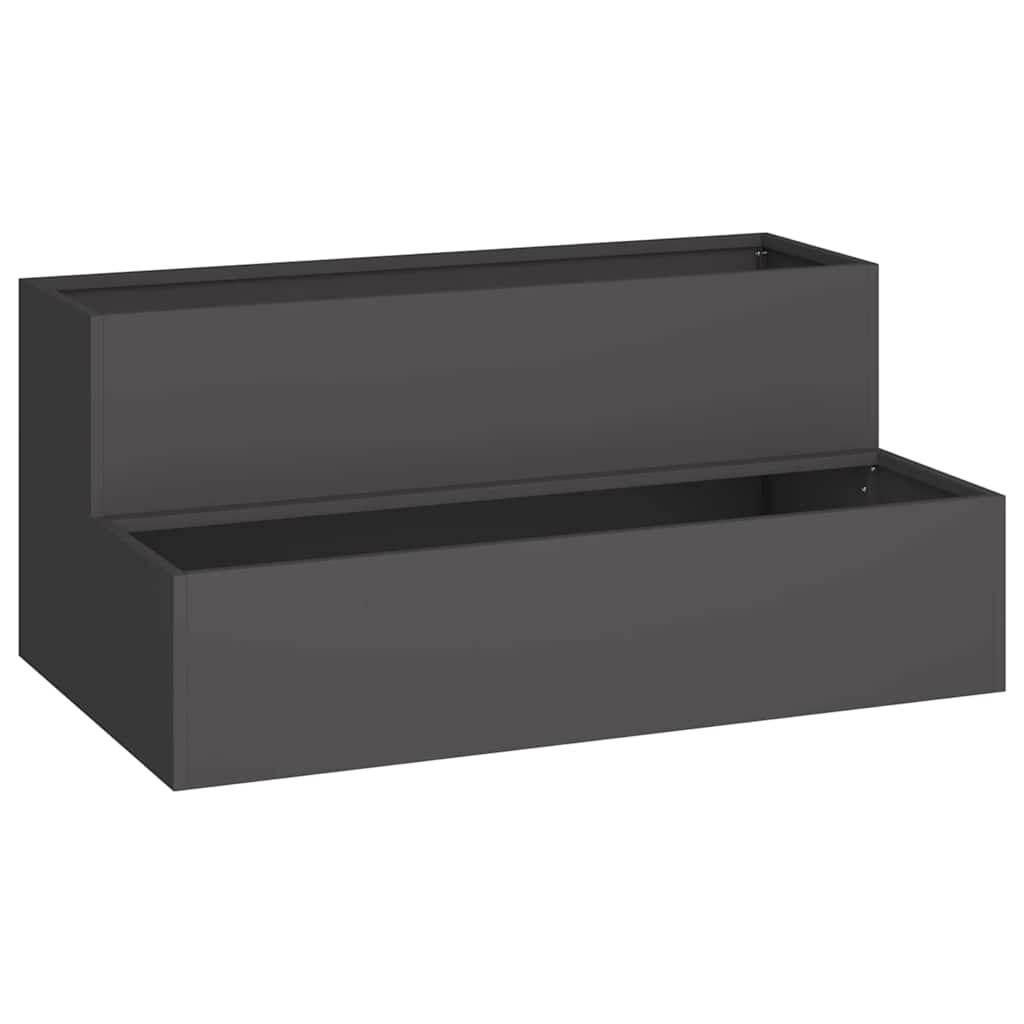 Vaso da fiori da giardino Vidaxl nero 100 x 60 x 45 cm in acciaio laminato a freddo