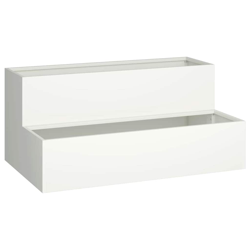 Vidaxl tuin bloempot wit 100 x 60 x 45 cm koudgewalst staal