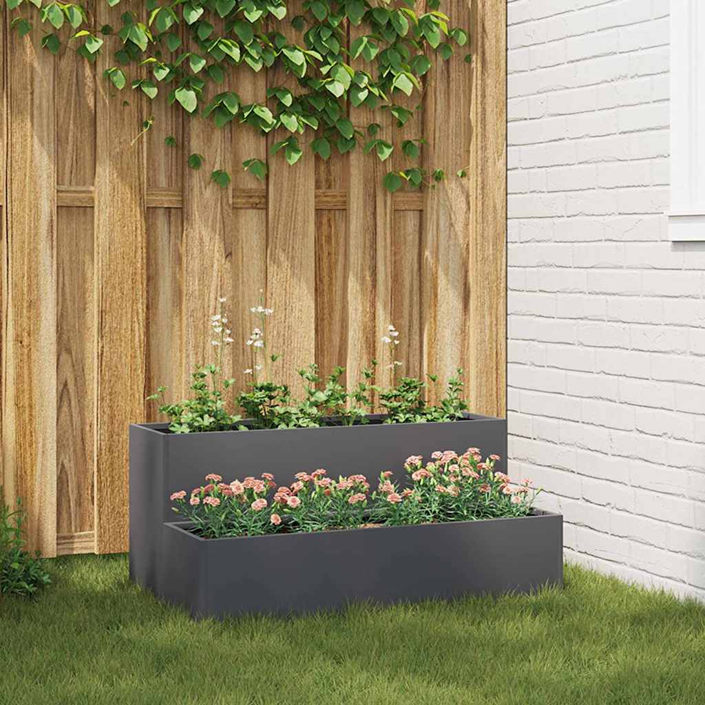 Vaso da fiori da giardino Vidaxl antracite 100 x 60 x 45 cm in acciaio laminato a freddo