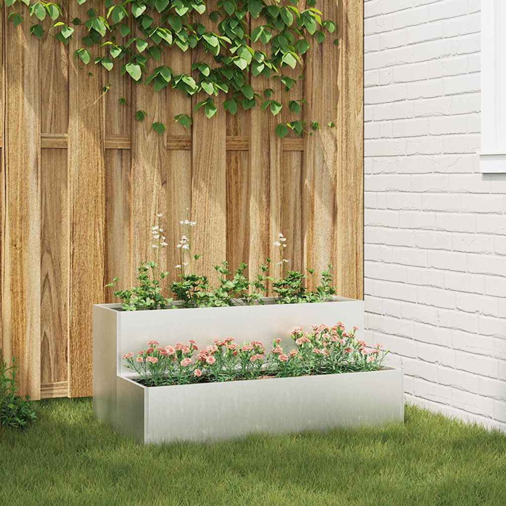 VidaXL vaso da fiori da giardino argento 100 x 60 x 45 cm in acciaio inossidabile
