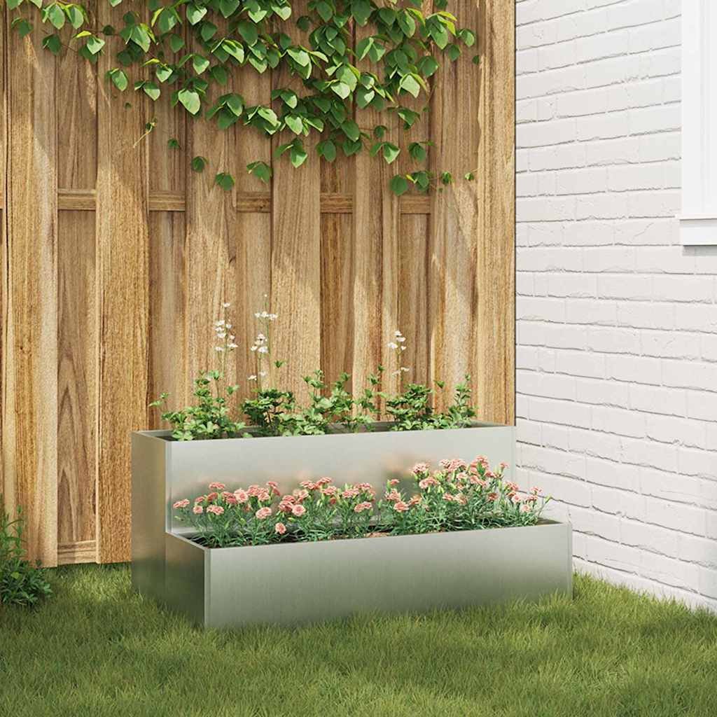 Vaso da fiori da giardino Vidaxl argento 100 x 60 x 45 cm in acciaio zincato