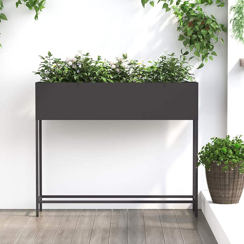 Vidaxxl jardinera elevada acero negro 100 x 26 x 82 cm
