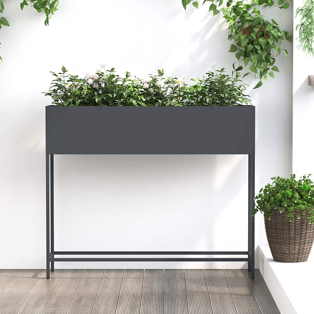 Vidaxl jardinera elevada antracita 100 x 26 x 82 cm acero