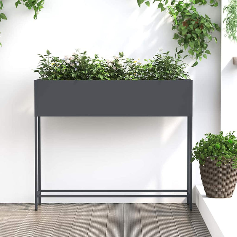 Vidaxl jardinera elevada antracita 100 x 26 x 82 cm acero