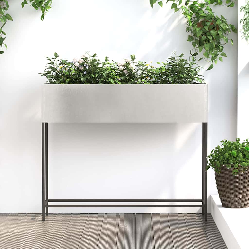 Vidaxl jardinera elevada plata 100 x 26 x 82 cm acero inoxidable