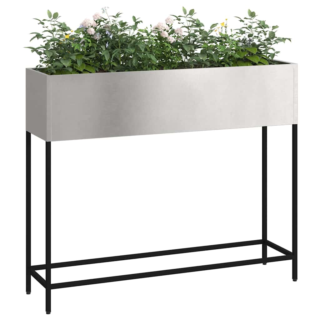 Vidaxl jardinera elevada plata 100 x 26 x 82 cm acero inoxidable