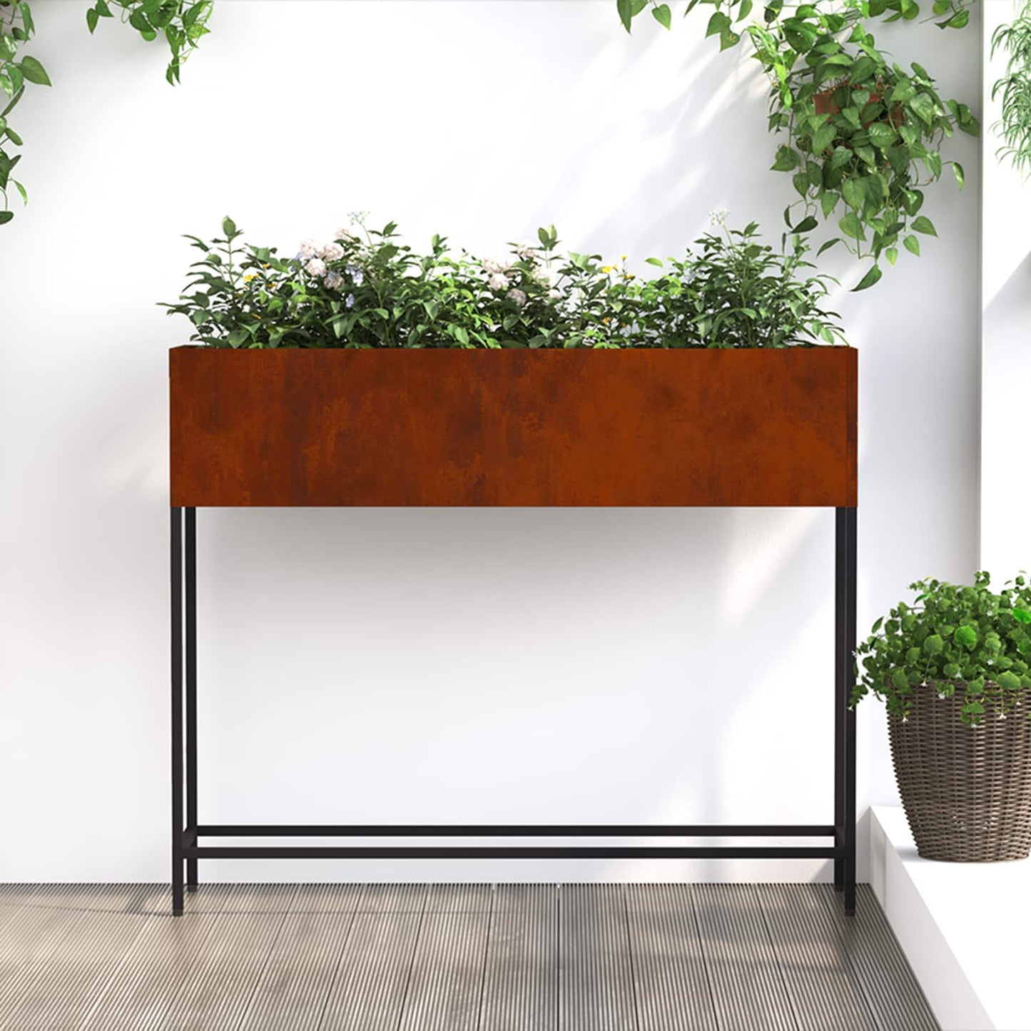 Vidaxl jardinera elevada oxidada 100 x 26 x 82 cm acero corten