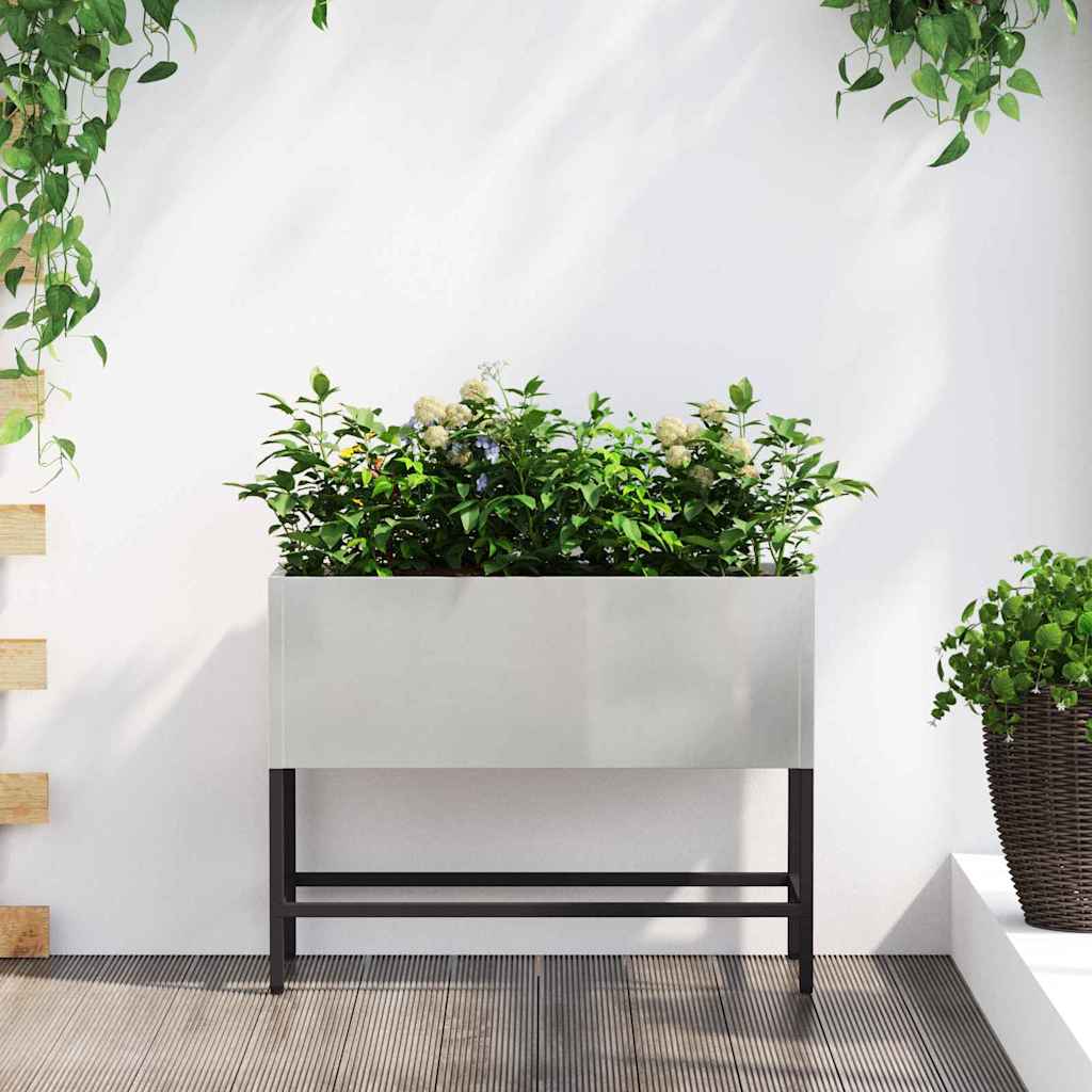 Vidaxl jardinera elevada plata 60 x 26 x 45 cm acero inoxidable