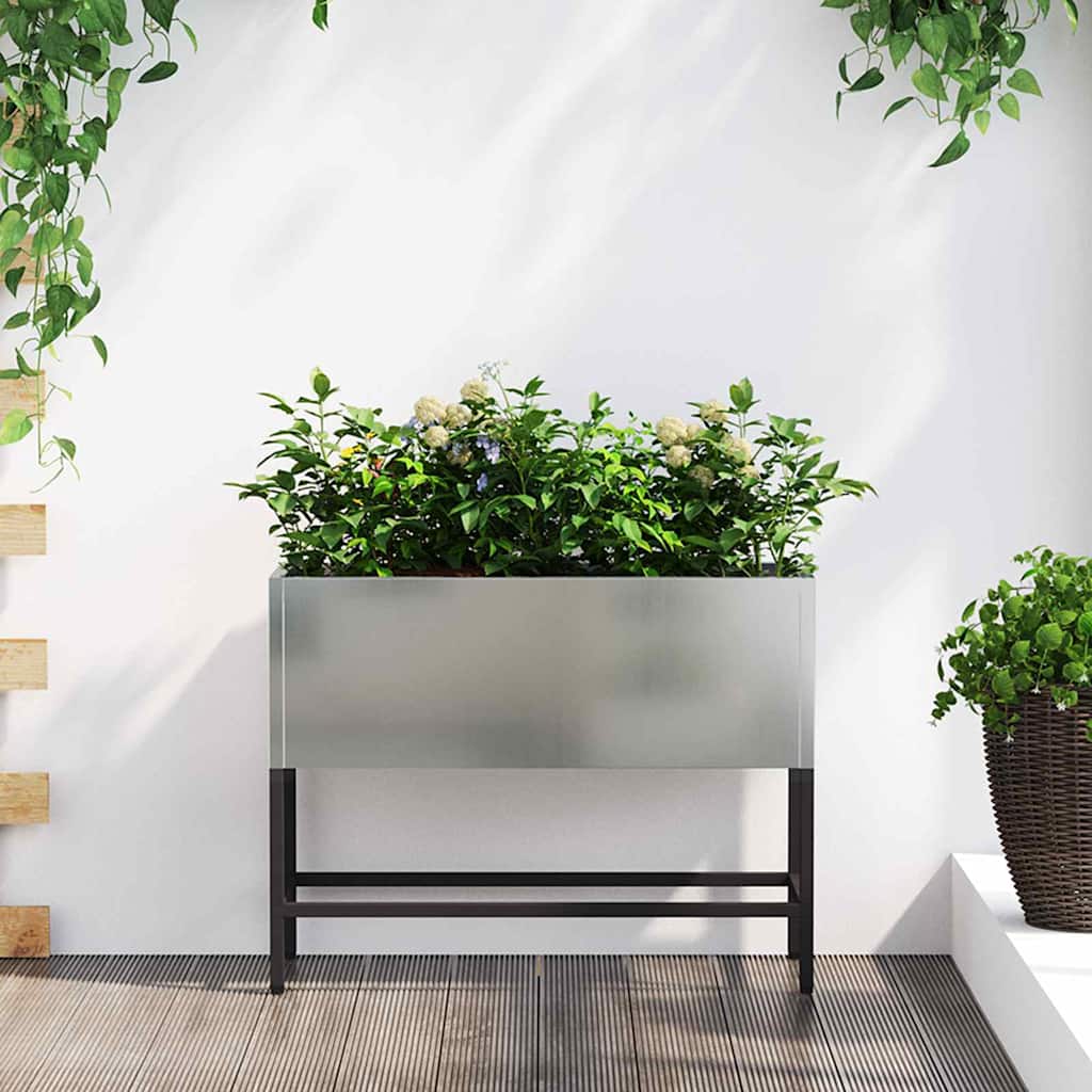 Vidaxxl macetero elevado para jardín plateado 60 x 26 x 45 cm