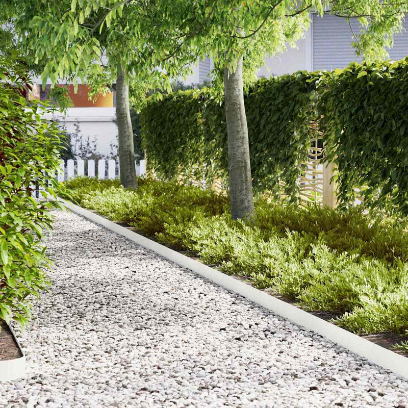 Vidaxl borde de jardín 10 piezas blanco 100 x 0,05 x 20 cm acero laminado en frío