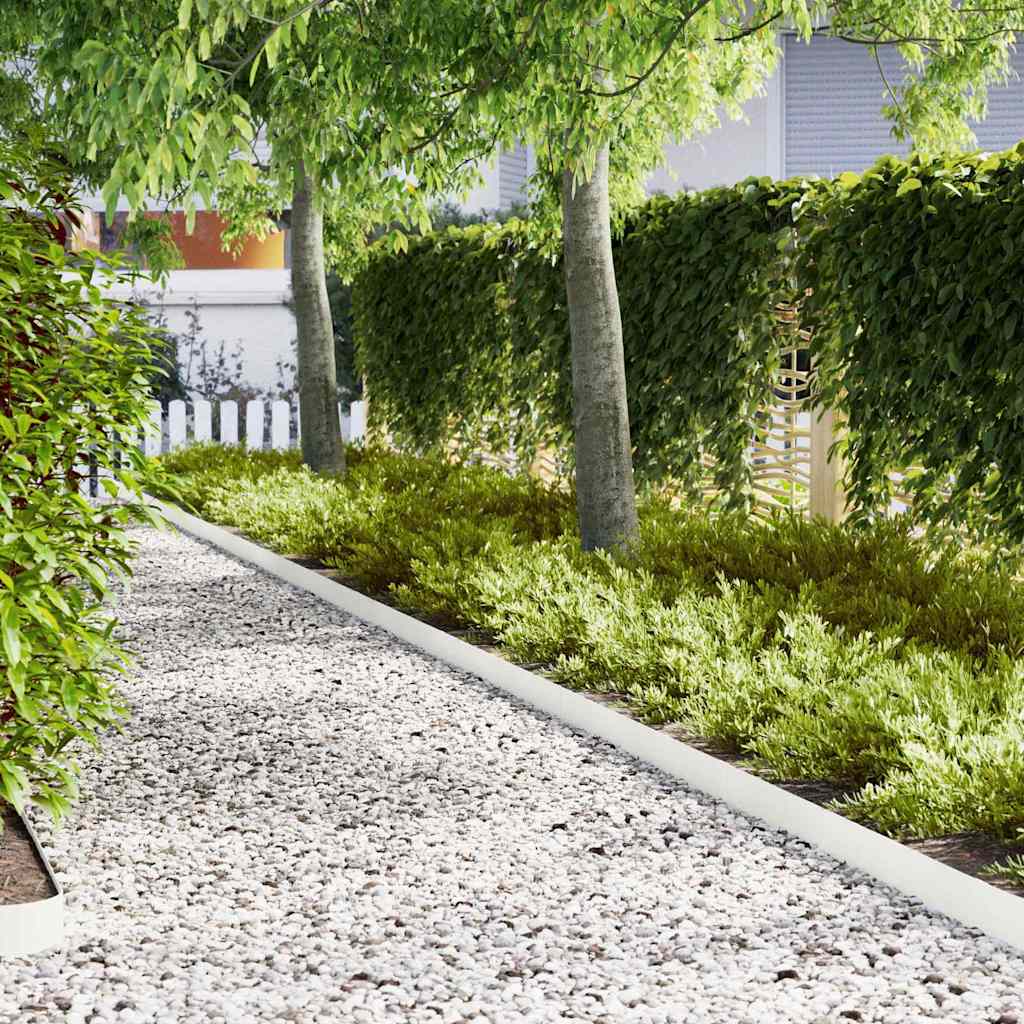Bordo da giardino Vidaxl 30 pz bianco 100 x 0,05 x 20 cm acciaio laminato a freddo