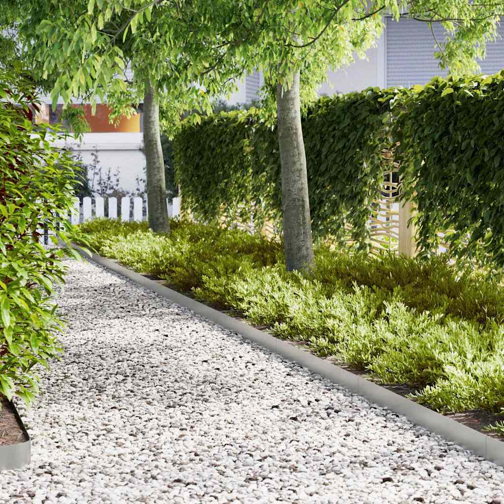 Vidaxl borde de jardín 30 piezas plata 100 x 0,05 x 20 cm acero galvanizado