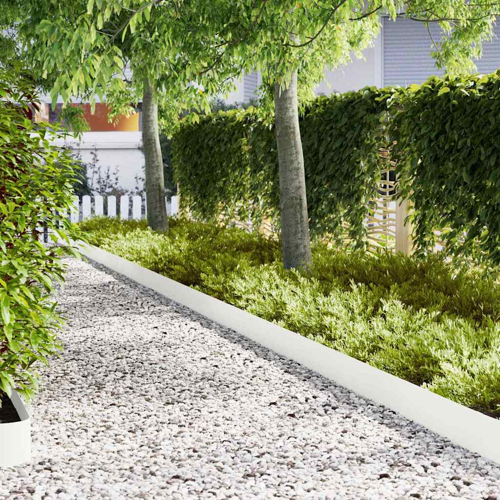 Bordo da giardino Vidaxl 10 pezzi bianco 100 x 0,05 x 20 cm in acciaio laminato a freddo