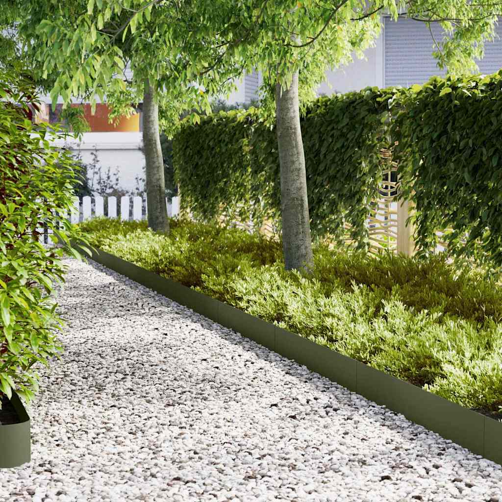 VidaXL borde de jardín 30 piezas verde oliva 100 x 0,05 x 20 cm