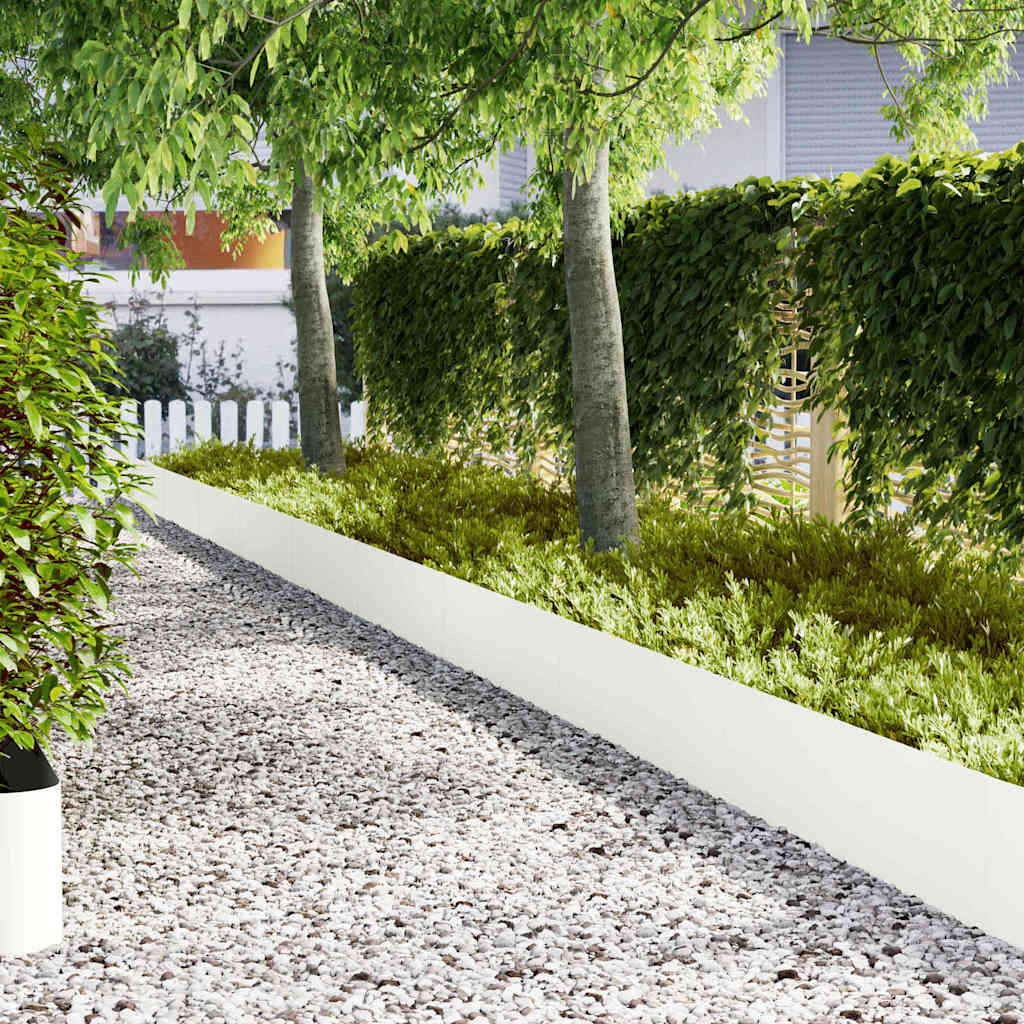 Bordo da giardino Vidaxl 10 pezzi bianco 100 x 0,05 x 20 cm in acciaio laminato a freddo