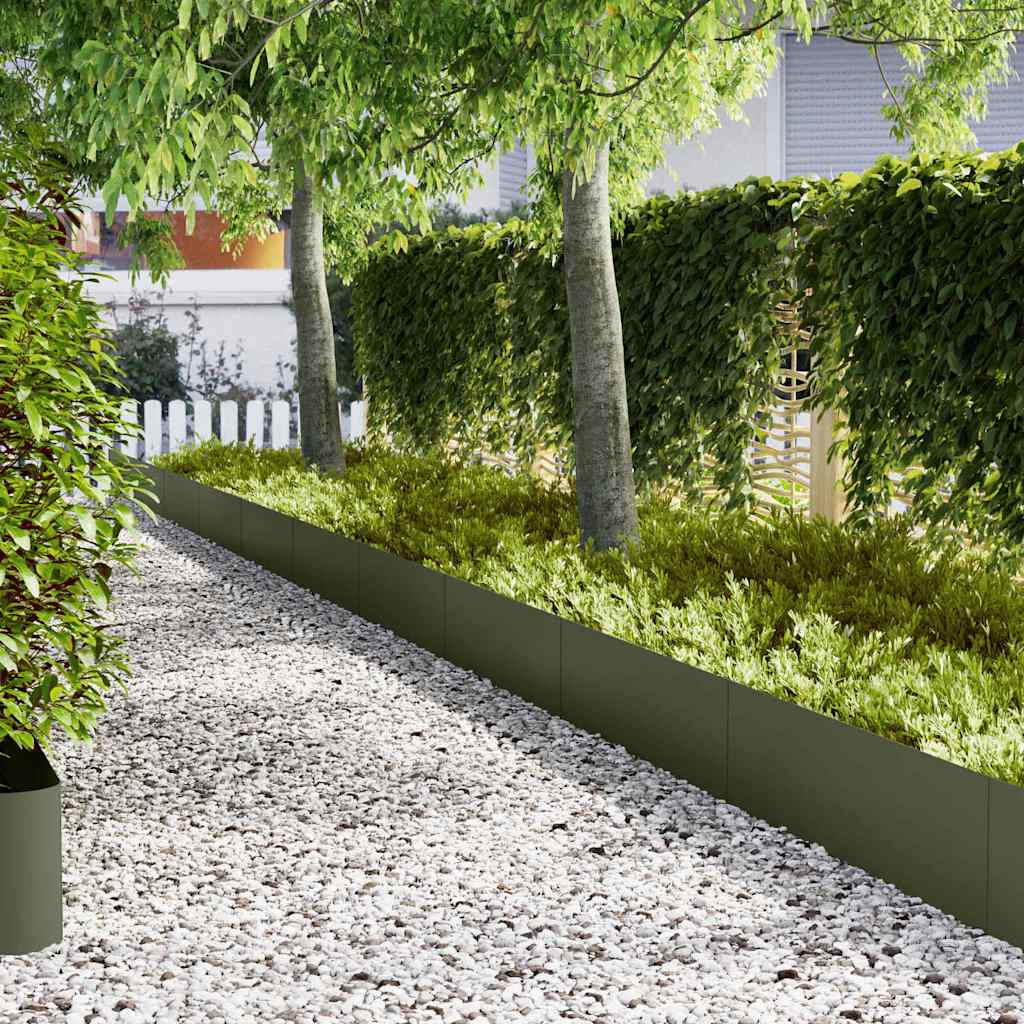 Vidaxl borde de jardín 10 piezas verde oliva 100 x 0,05 x 20 cm