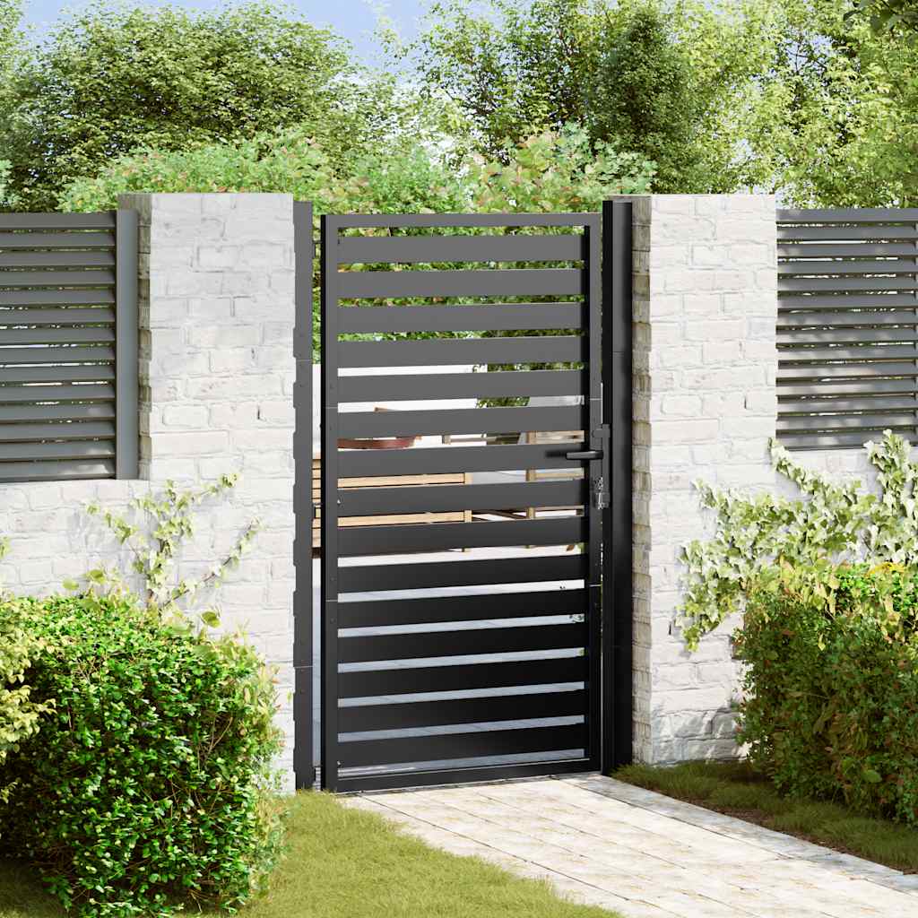Cancello da giardino con serratura Vidaxx 100x150 cm alluminio nero