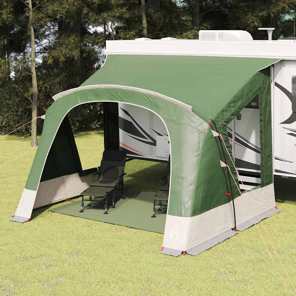 Tenda per roulotte Vidaxx con tetto con ripostiglio verde 410 x 275 x 245 cm