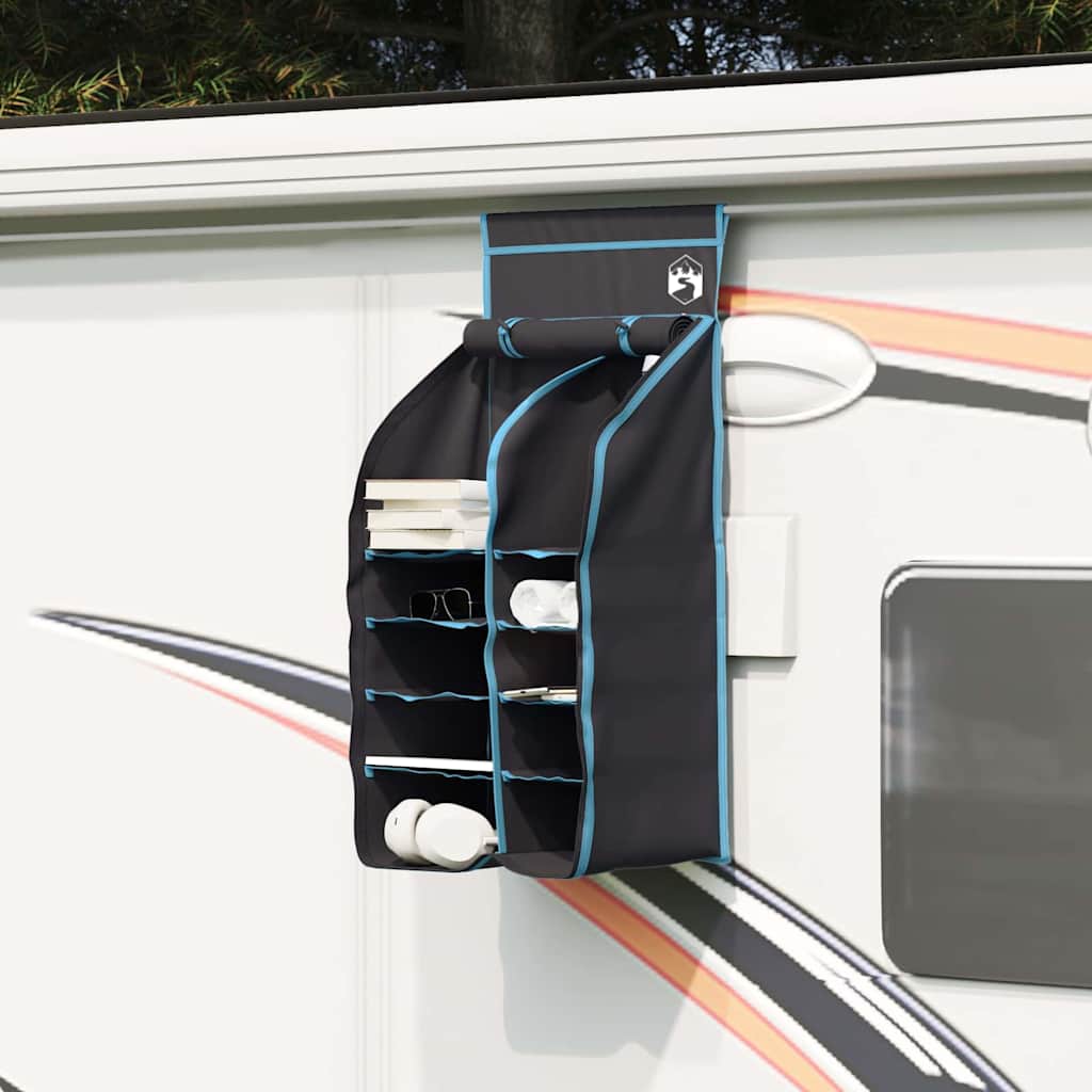 Vidaxx organizer per tenda sospesa 10 scomparti nero 40,5 x 25 x 80 cm
