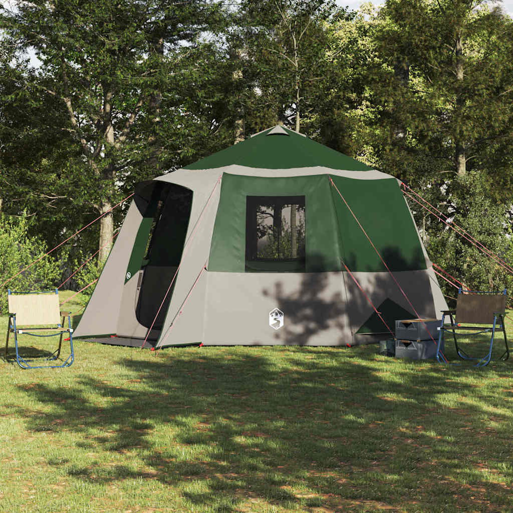 Tenda Vidaxx con tetto e ripostiglio verde e bianco 405 x 405 x 273 cm