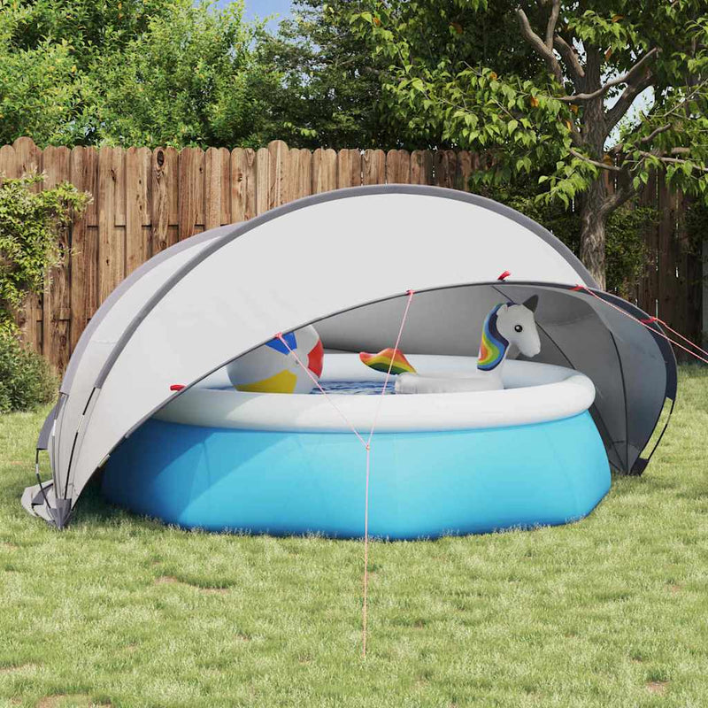 Vidaxl pooldome grijs en oranje 336 x 322 x 160 cm