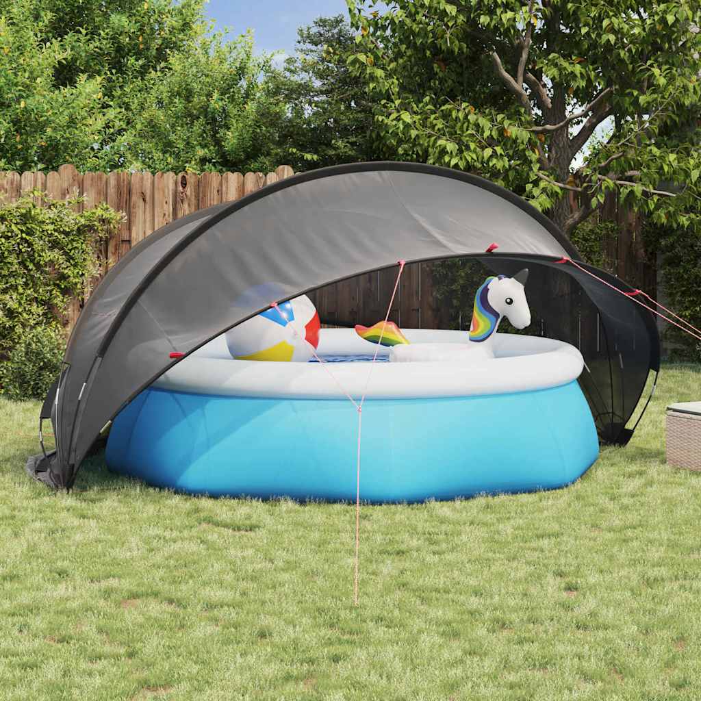 Domo para piscina vidaxl negro 405 x 405 x 192 cm poliéster 185t con revestimiento de PU
