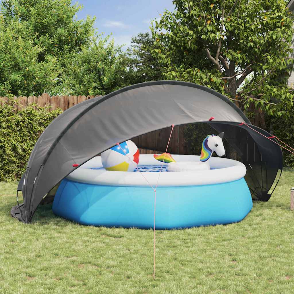 Cupola per piscina Vidaxl nera 430 x 430 x 210 cm Poliestere 185 t con rivestimento in PU
